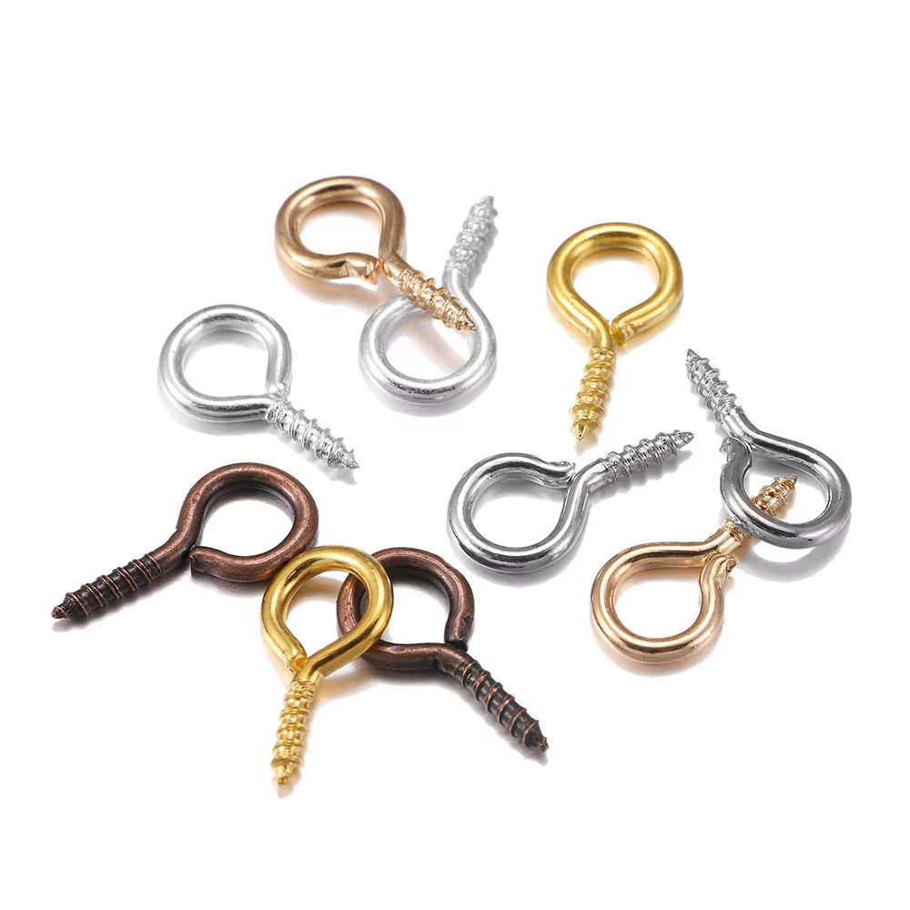 Jewelry Making Rivets - 100/200 ピース/ロット金属小さな小さなネジアイピンアイピンフックアイレットねじクラスプフックジュエリー作成所見用品