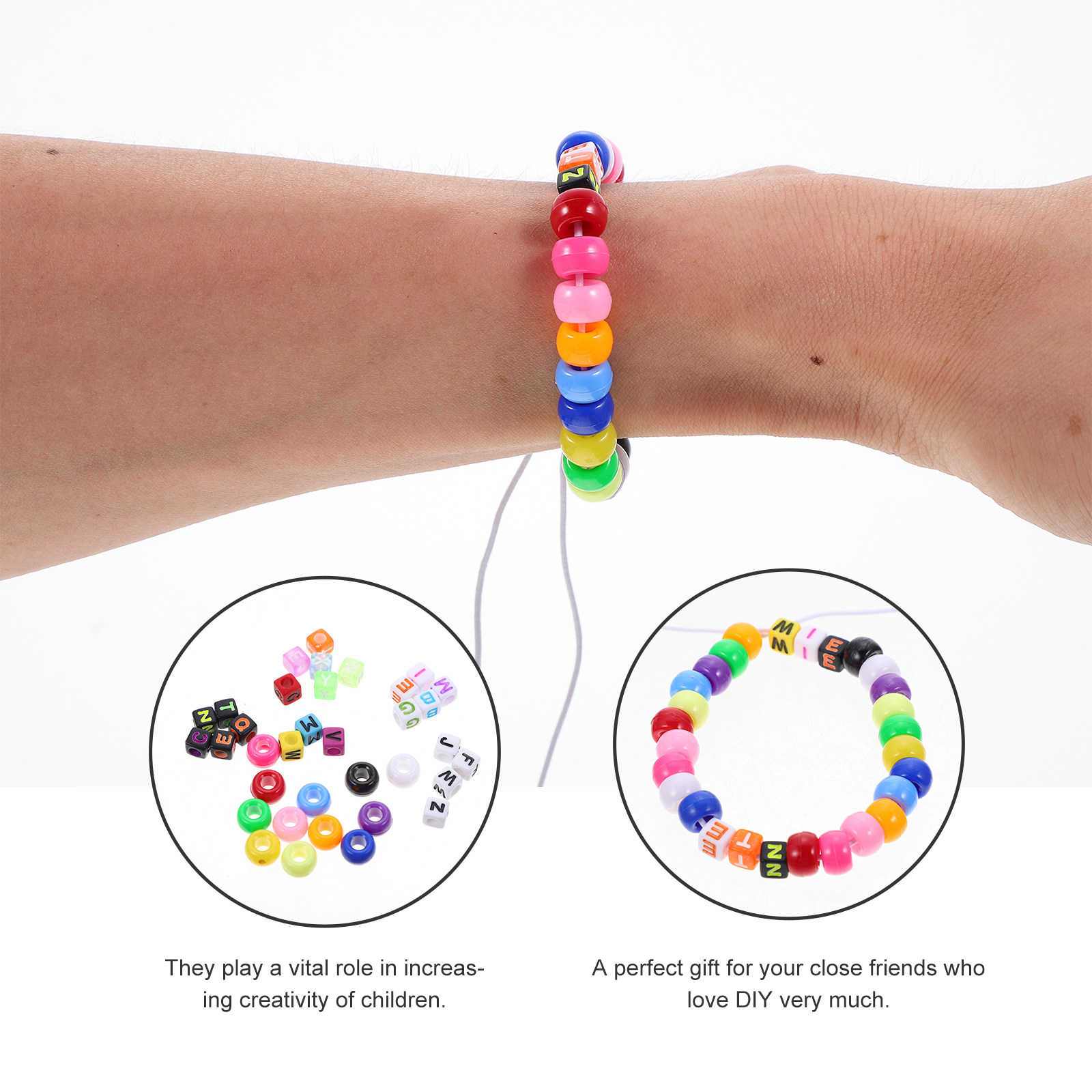 Jewelry Making Kits For Kids - カラフルなプラスチック製アルファベットビーズキット1セット、DIYジュエリー製作、ブレスレット、ネックレス、クラフト装飾、創造的な子供の学習用