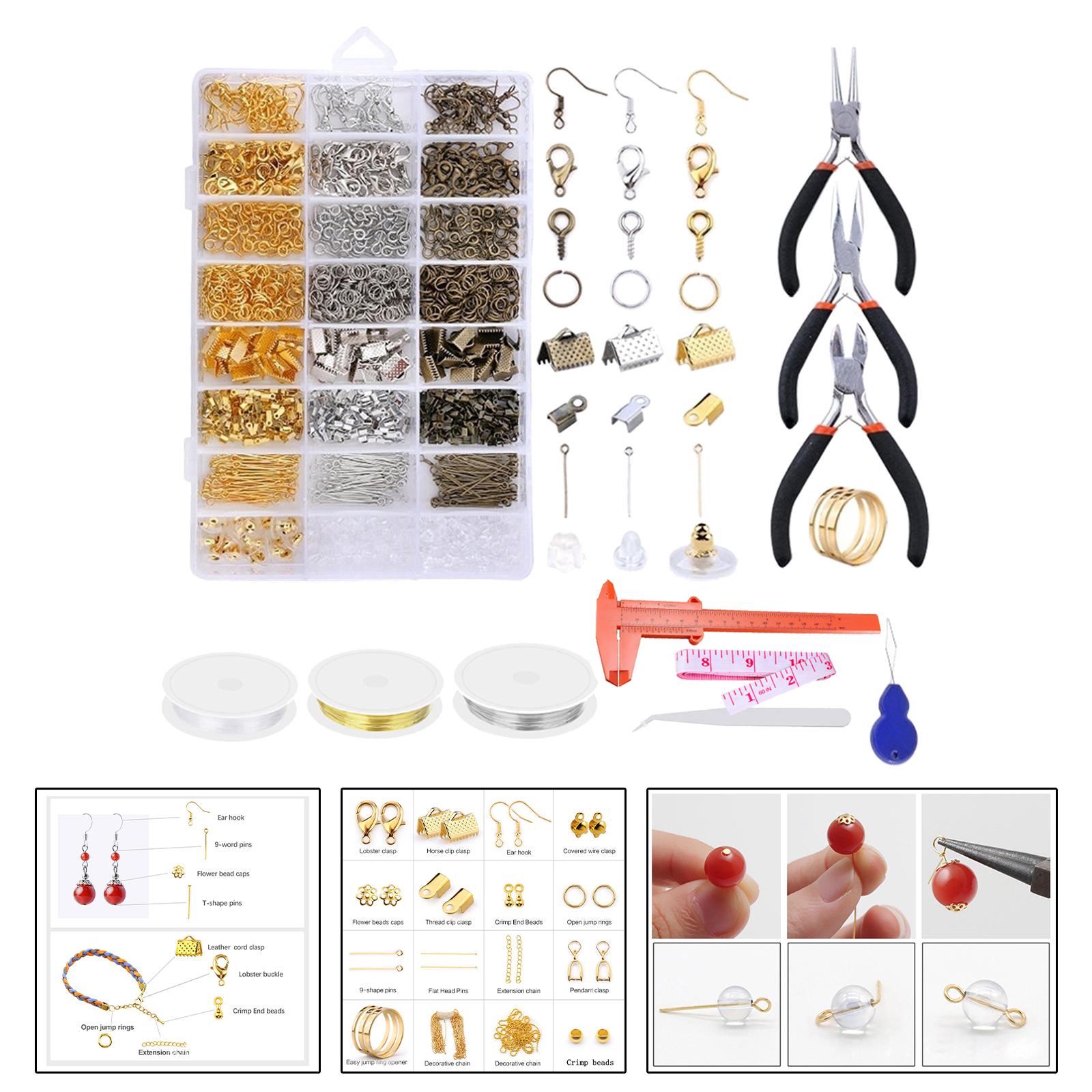 Jewelry Making For Beginners - 1321点ジュエリー製作キット、ジャンプリングオープナー、DIYブレスレットネックレスビーズチャームジュエリーパーツ、初心者向け修理ツール