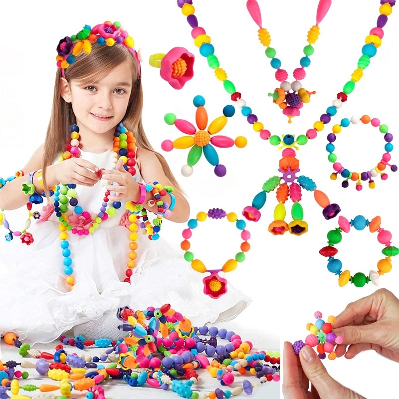 Jewelry Making 4 Year Old - 188-608 個ポップビーズ子供女の子プリンセスジュエリーメイキングキットクリエイティブネックレスブレスレットリング DIY 理想的なクリスマス誕生日 Gi