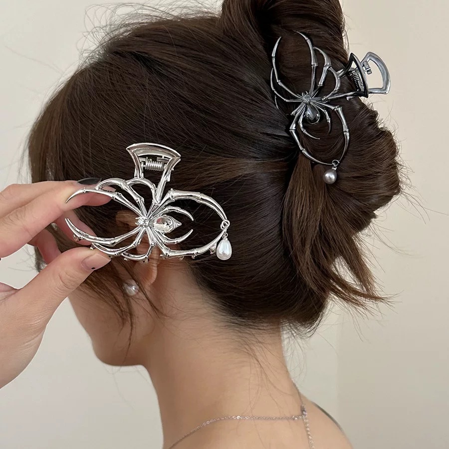Jewelry Making For Adults - 2025 ハロウィン ブラック スパイダー ヘア爪クリップ パール