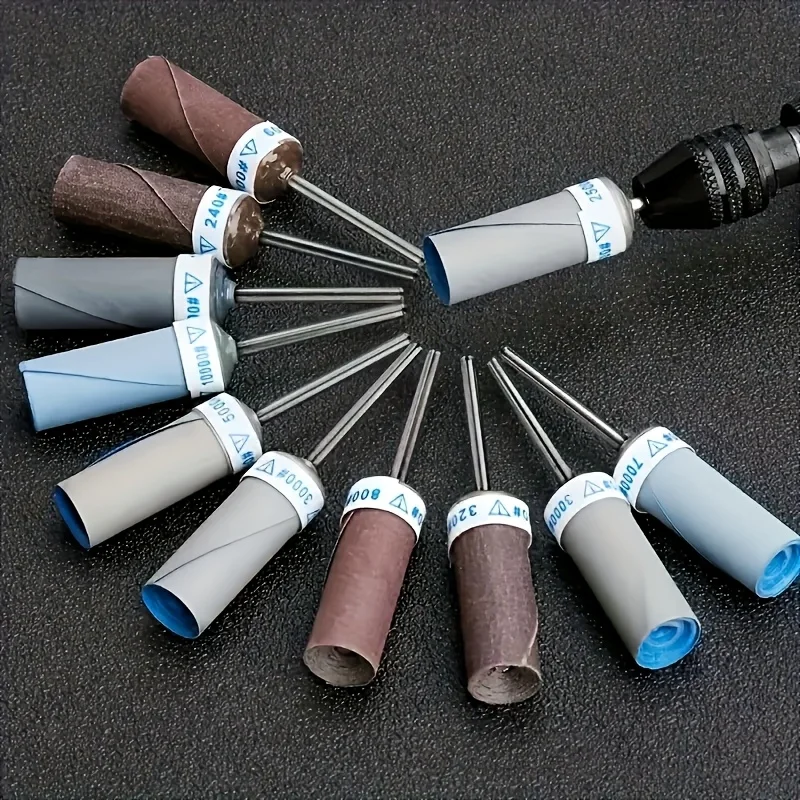 Jewelry Making Rotary Tool - 3-7 個 80-1000 粒度サンドペーパースティック 2.35 ミリメートルシャンク円筒形サンドペーパースティック研削ヘッドジュエリー作成用回転ツール