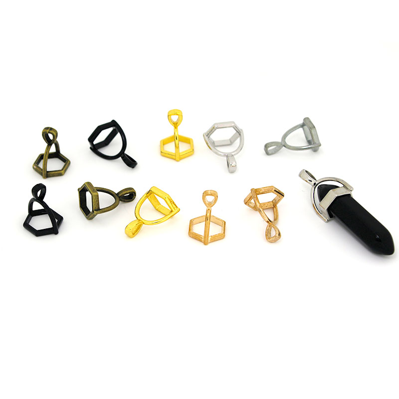 Jewelry Making Name - 20 個六角形の宝石キャップ天然石クリスタル柱ペンダントキャップジュエリーメイキング用ペンダントネックレスコネクタクラスプ DIY