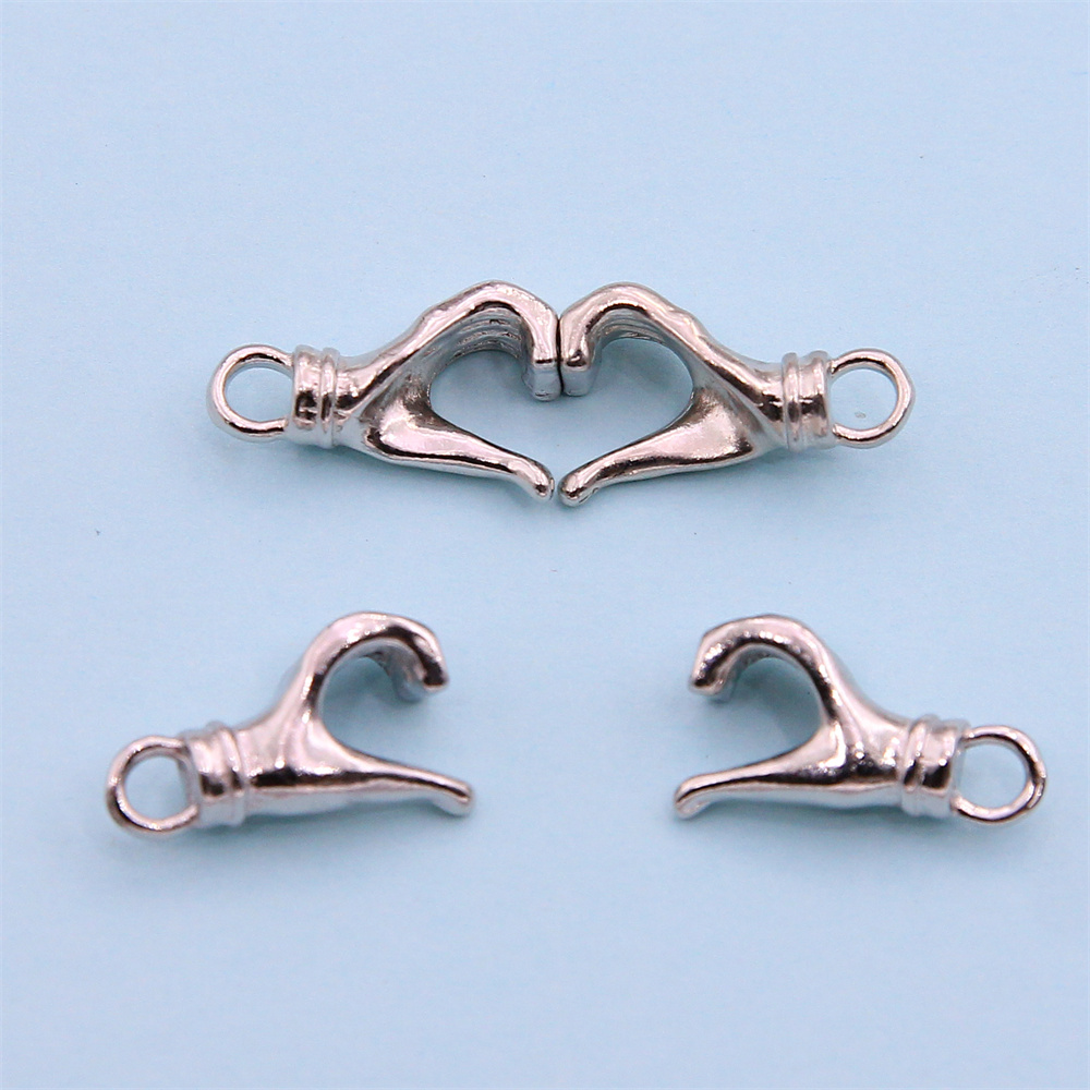 Jewelry Making For Couples - 5 セット新しいラブハートマグネット接続クラスプチャームペンダントブレスレットカップルマッチングバックル手作り DIY ジュエリーメイキング用品