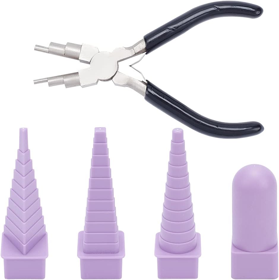 Jewelry Making Rotary Tool - 5-in-1 ジュエリープライヤーセット マンドレル付き 5.9インチ ベイル作成プライヤー ジャンプリングループやDIYクラフト用のワイヤーラッピングツール