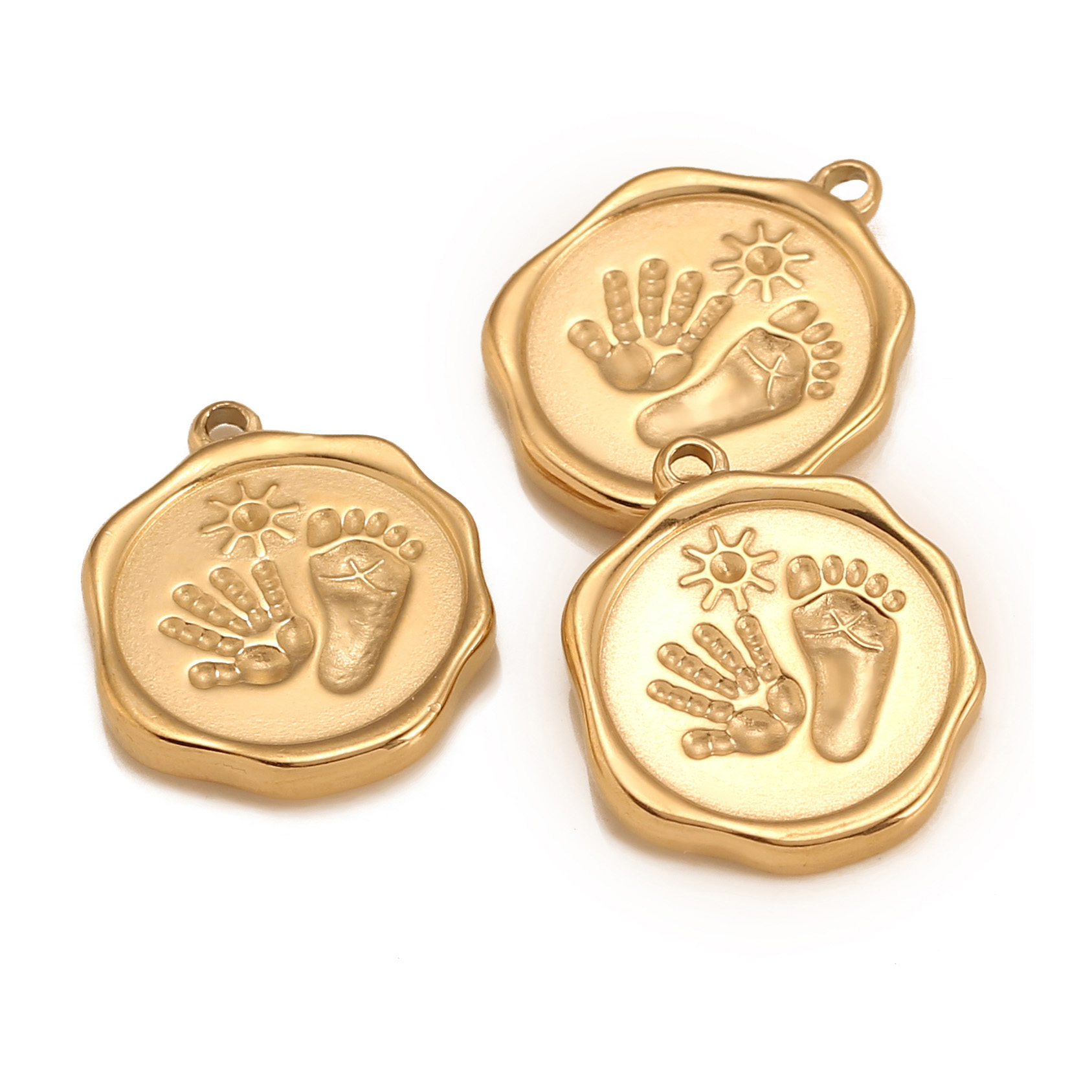 Jewelry Making 4 Year Old - 子供のためのステンレス鋼の足のプリントネックジュエル,手作りのペンダント,ネックレス,ママへのギフト,3個