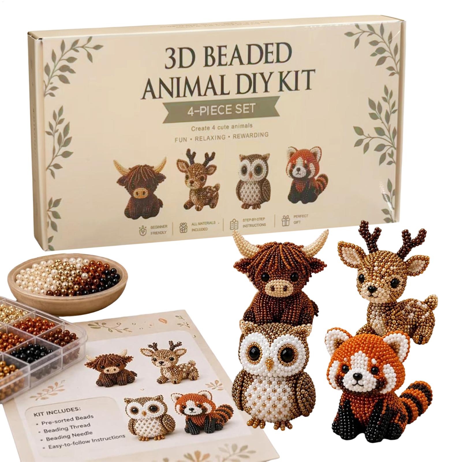 Jewelry Making Kits For Kids - DIY 3D ビーズ動物キット 手作りビーズワークアートクラフトセット 説明書付き クリエイティブジュエリー作成キット