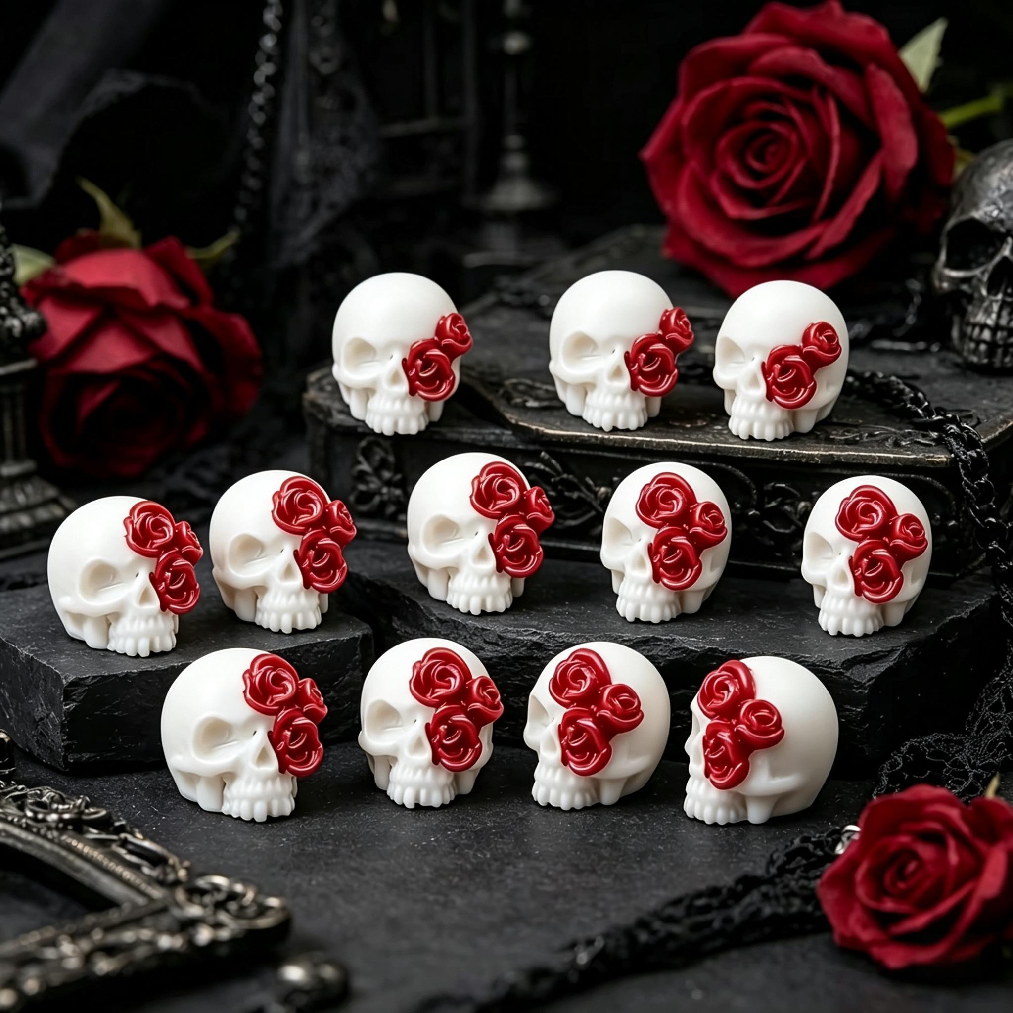 Jewelry Making Event - 3D ローズスカル樹脂ペンダントゴシックチャームハロウィン装飾アクセサリー DIY ジュエリー作り手作りクラフトクリエイティブギフト用品