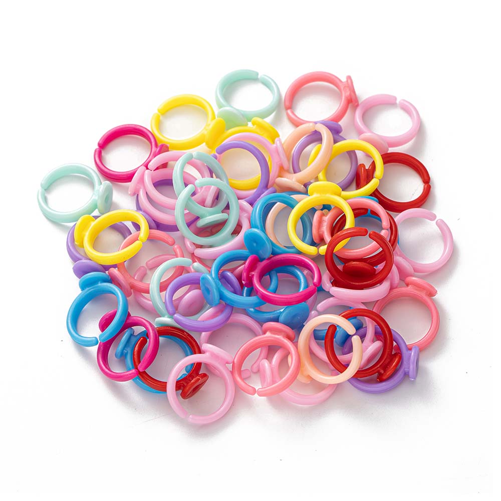 Jewelry Making 4 Year Old - 100 個透明プラスチック調節可能なリングベース小さな赤ちゃん子供子供 9 ミリメートルブランクフィンガークラフトジュエリーメイキング用品アクセサリー
