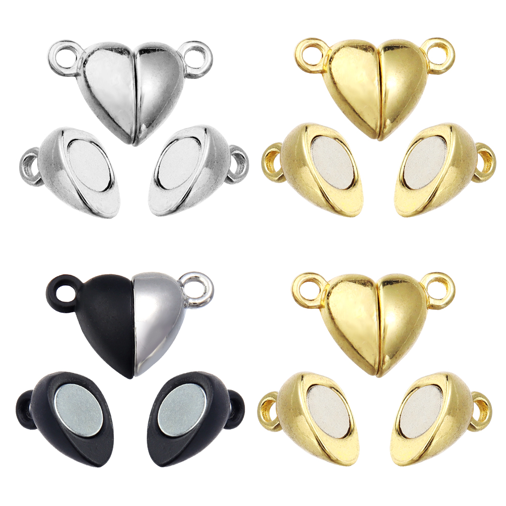 Jewelry Making Name - 5 ピース/ロット合金ラブハート型磁気クラスプネックレスブレスレット用マグネットエンドクラスプコネクタ DIY ジュエリー作成用品
