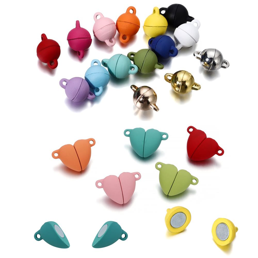Jewelry Making For Couples - 5 ペアラブハートマグネットコネクタクラスプエンドコネクタラウンド磁気チャームジュエリークラスプカップルブレスレットネックレスを作るため