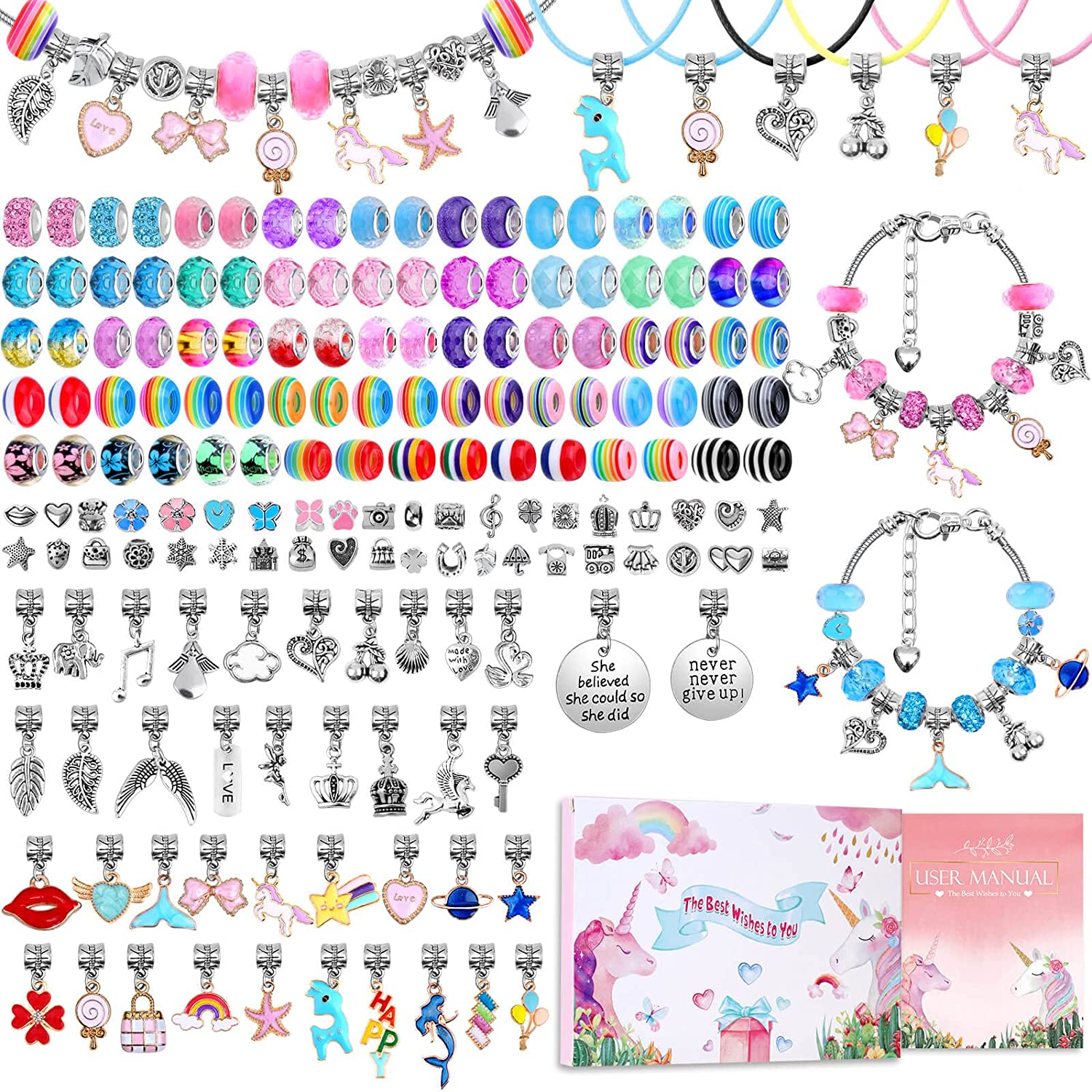 Jewelry Making Kits For Kids - ブレスレットを作るためのアクセサリー,ユニコーンジュエリーを作るためのキット,手作り,10代の女の子へのギフト