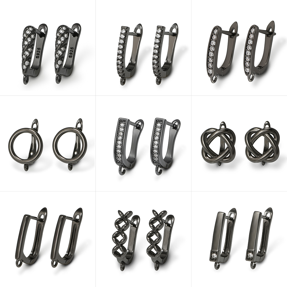Jewelry Making Factory - YANASI 1 ペアガンブラック真鍮イヤリングフック DIY 女性ジュエリー作成用品所見アクセサリー抗アレルギー