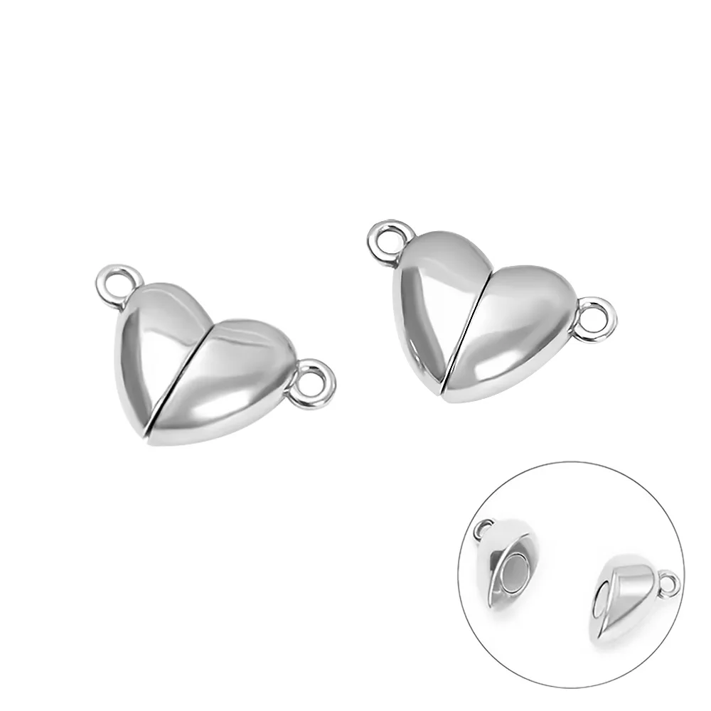 Jewelry Making For Couples - 愛の心-磁気接続されたクラスプ,金属製の磁気チャーム,日曜大工のジュエリー,ブレスレットとネックレス,5ペア