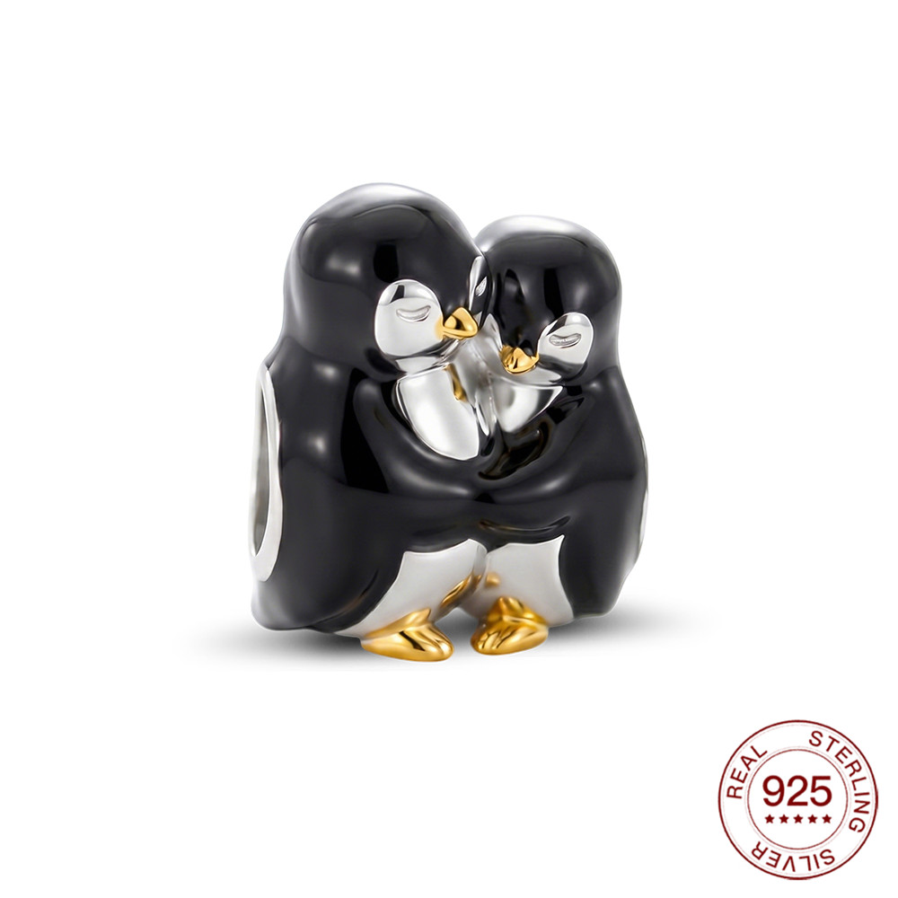 Jewelry Making 4 Year Old - 新しい 925 スターリングシルバーチャームかわいいペンギン母子ビーズジュエリーメイキングオリジナルブレスレットレディースジュエリー DIY ギフト