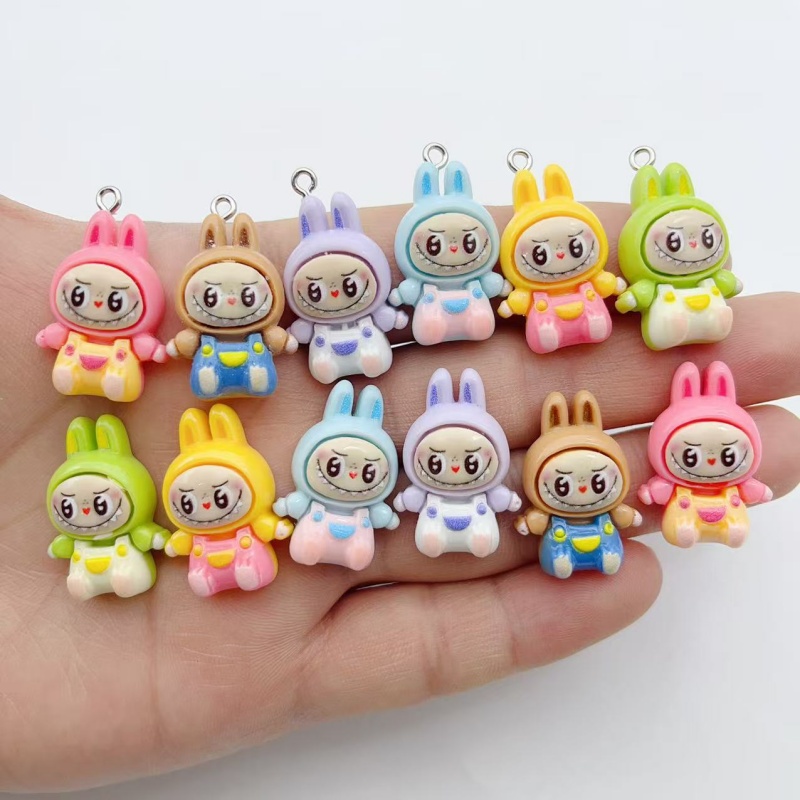Jewelry Making Factory - 10 個かわいいウサギイチゴハウス樹脂チャーム素敵な漫画の動物ペンダントイヤリングキーホルダー DIY ジュエリーメイク用
