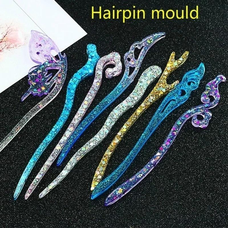 Jewelry Making Factory - 新しい透明ヘアピンシリコーン特殊金型樹脂 DIY ヘアジュエリー作成金型エポキシ樹脂金型女性の髪の装飾