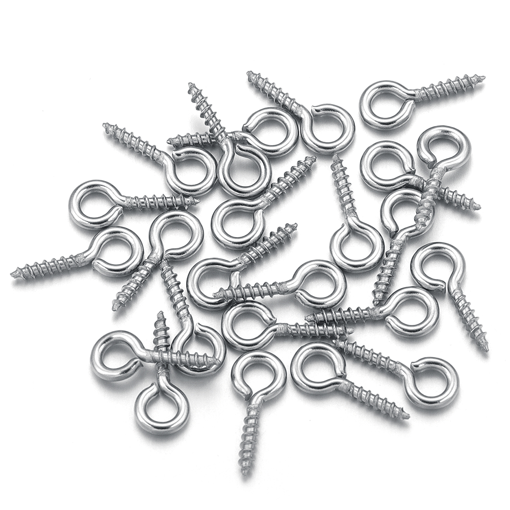 Jewelry Making Rivets - 100 ピース/ロットステンレス鋼ミニスクリューアイピンペンダントバックルネジ穴金属材料 DIY クラフトジュエリーメイキング用品