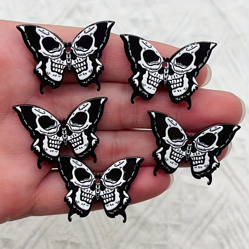 Jewelry Making Event - 5/10 個ハロウィンアクリルスカル蝶チャームペンダントクリエイティブ DIY ジュエリー作成アクセサリーネックレス用クラフト用品