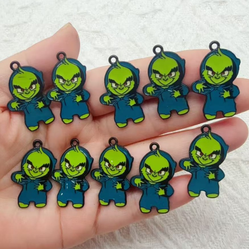 Jewelry Making Factory - 10個入り合金製ドリップオイル漫画クリスマスペンダント、DIYジュエリー製作イヤリング、キーホルダー、アクセサリー