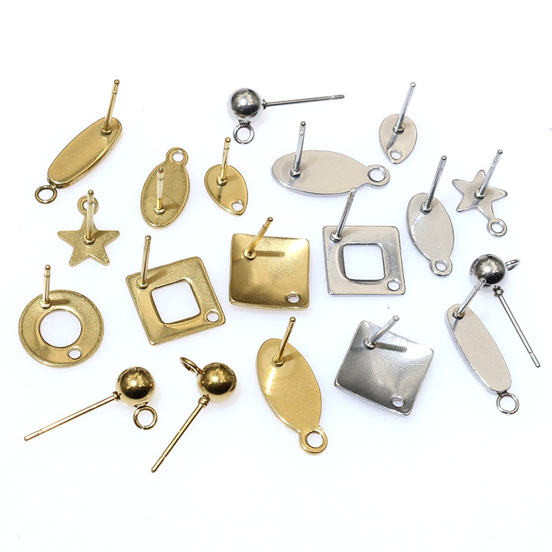 Jewelry Making Factory - 20個ステンレス鋼クラフトイヤリングスタッド幾何学的多角形イヤリングポストコネクタDIYイヤリングジュエリー製造用品