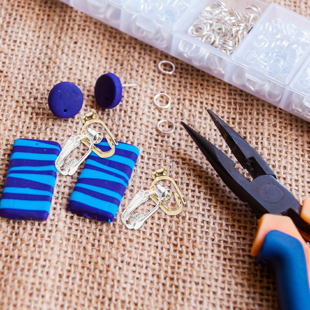 Jewelry Making For Adults - 40個入りイヤリングクリップコンバーター、非ピアスイヤリング用クリップオンイヤリングDIYキット、ジュエリー製作変換ツール、大人向けイヤリング製作キット