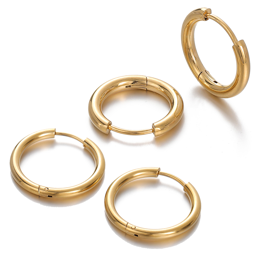 Jewelry Making For Adults - 2 個 8/10/12/14/16/18 ミリメートルステンレス鋼フープイヤリング女性男性ゴールドカラー小さなラウンドイヤリングガールジュエリー作成アクセサリー