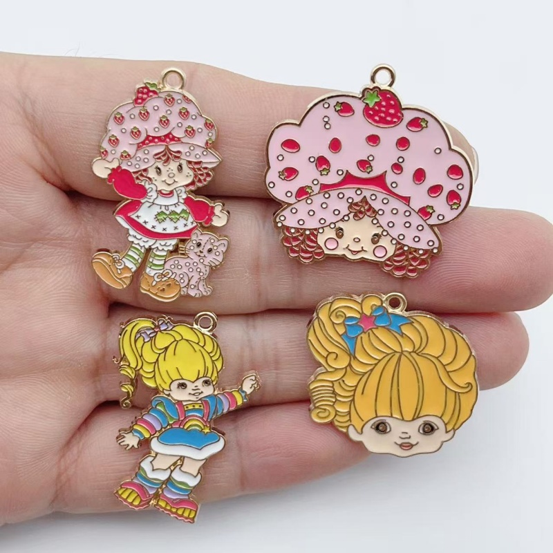 Jewelry Making Factory - 10 個かわいい女の子エナメルメタルジュエリーイチゴレインボーペンダント DIY イヤリングブレスレットキーホルダージュエリー作り