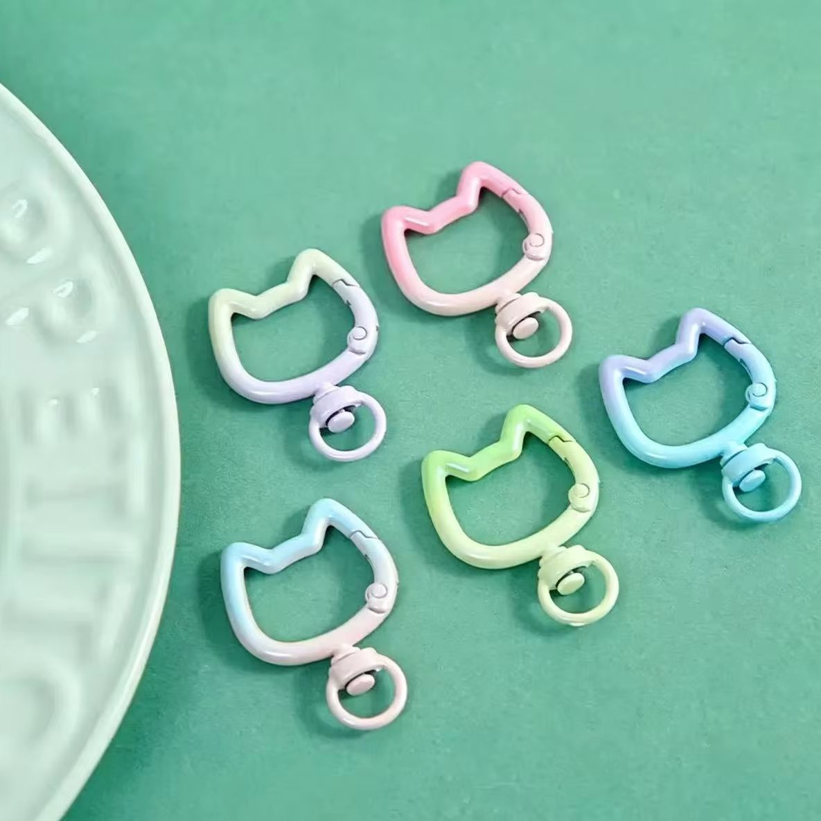 Jewelry Making Name - 5-10 個グラデーションかわいい猫クラスプ開閉可能なコネクタカラビナキーチェーン DIY キーホルダージュエリー作成用品工芸品