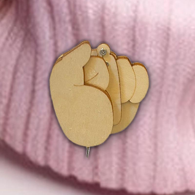 Jewelry Making Event - ジュエリー製作キット 手作りの反転可能なインタラクティブな感情表現ピン 面白い木製指ブローチ スカーフ用中指ピン