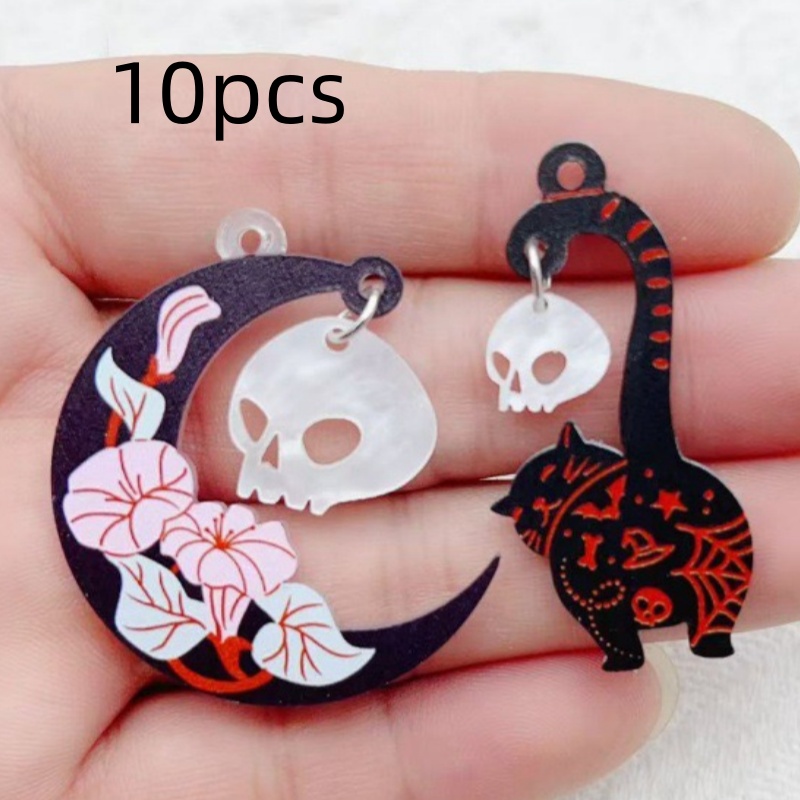 10個入り ハロウィン アクリル ゴースト ブラックキャット - Jewelry Making Factory のレビューと価格