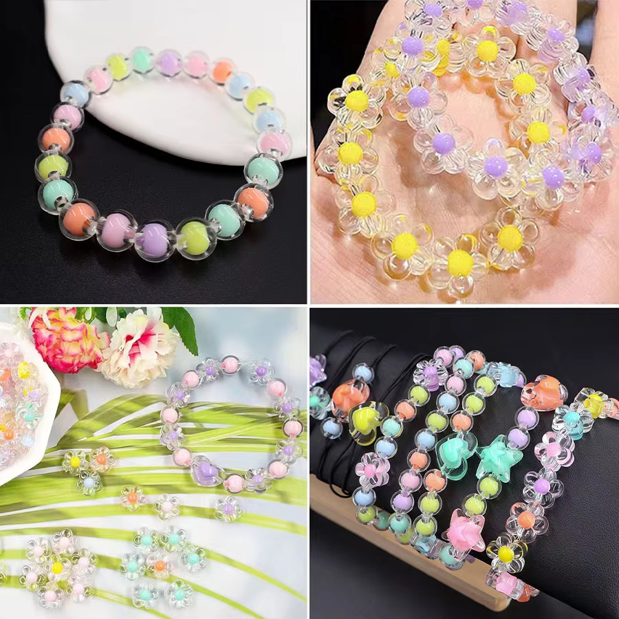 174個入り/箱 ハート型アクリルビーズ フラワー型ラウンド - Jewelry Making Kits For Kids のレビューと価格