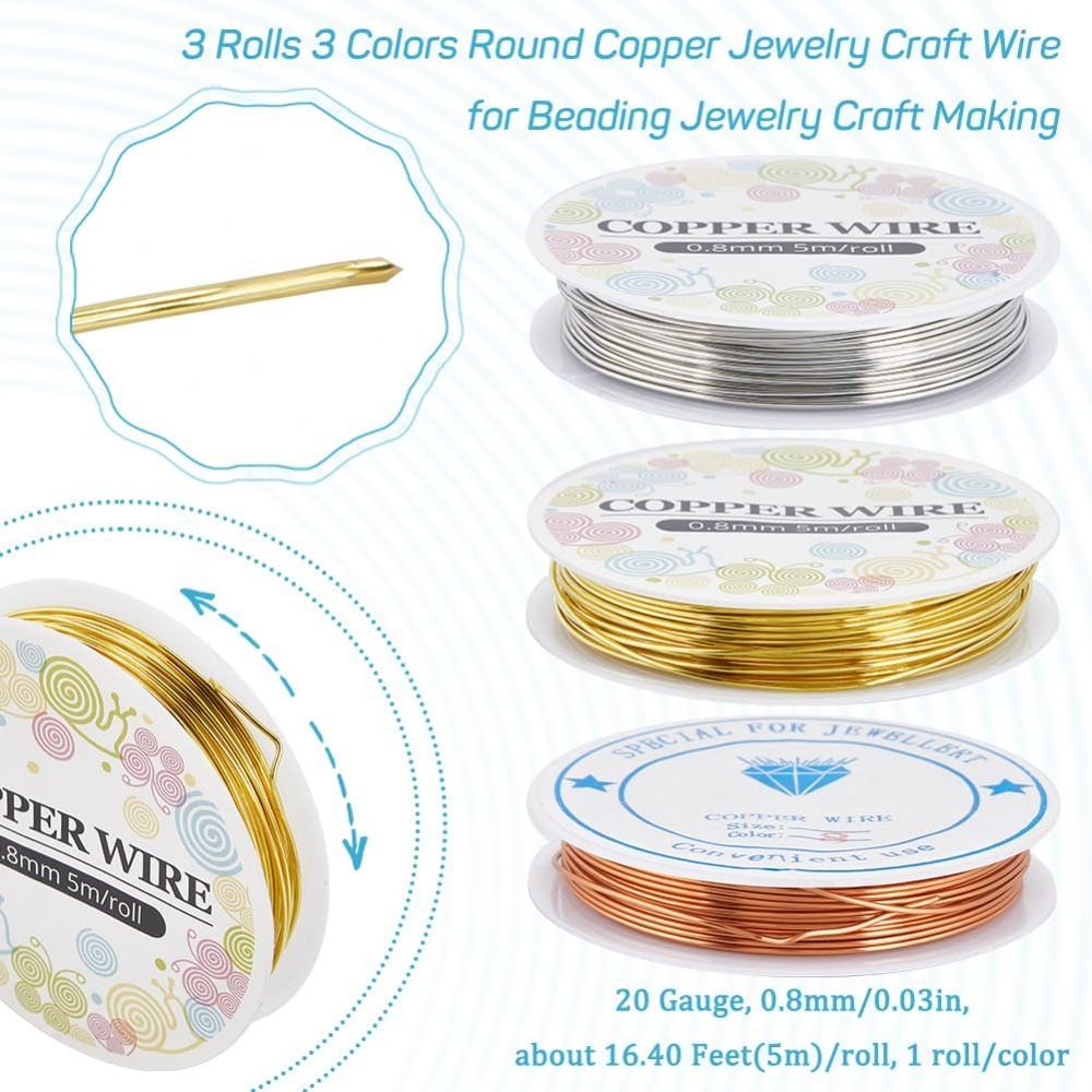 純銅ジュエリーワイヤー,クラフトキット,金と銀のワイヤー,裸 - Jewelry Making Online のレビューと価格