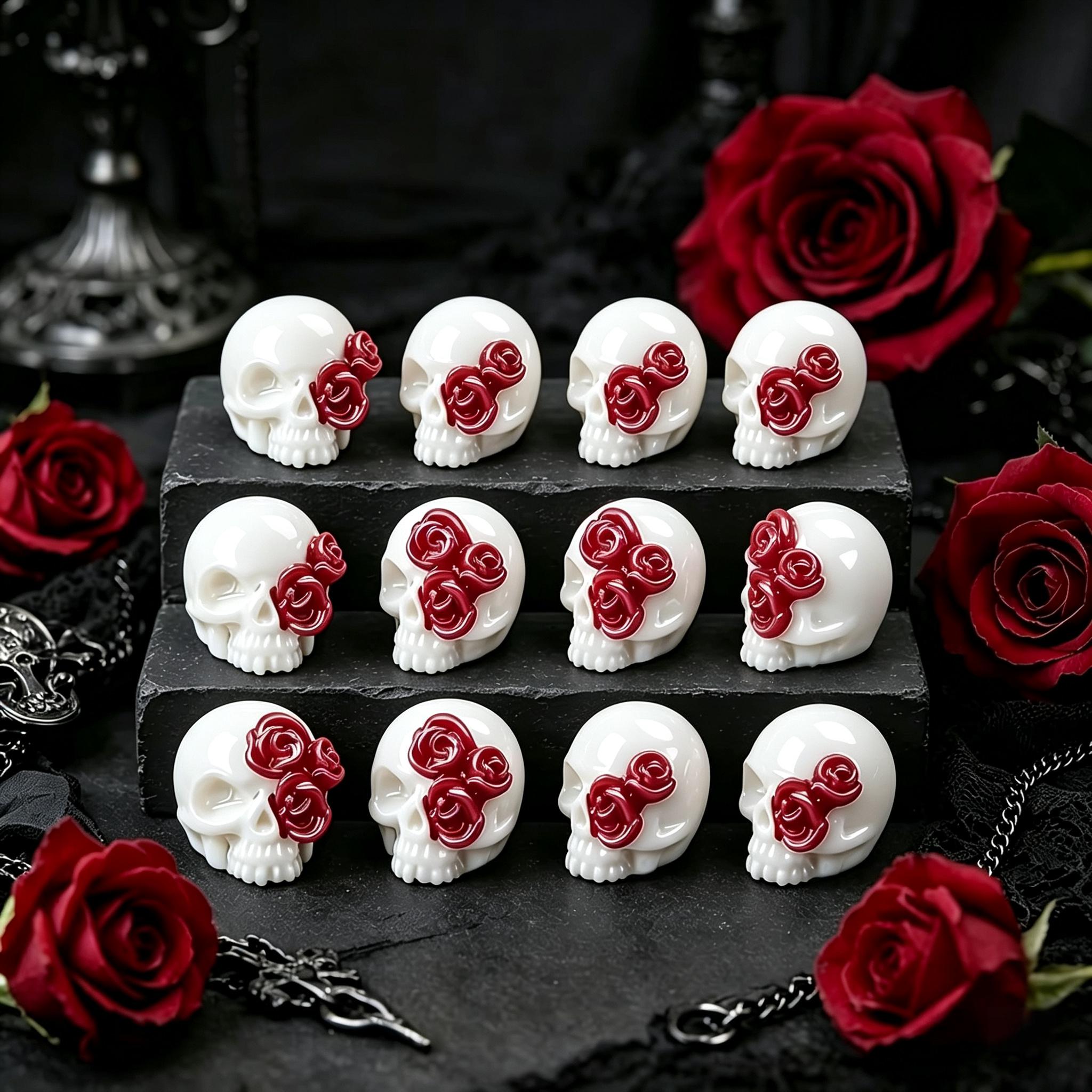 3D ローズスカル樹脂ペンダントゴシックチャームハロウィン装 - Jewelry Making Event のレビューと価格