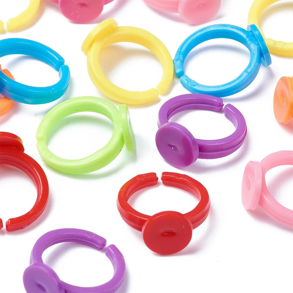 100 個透明プラスチック調節可能なリングベース小さな赤ちゃ - Jewelry Making 4 Year Old のレビューと価格