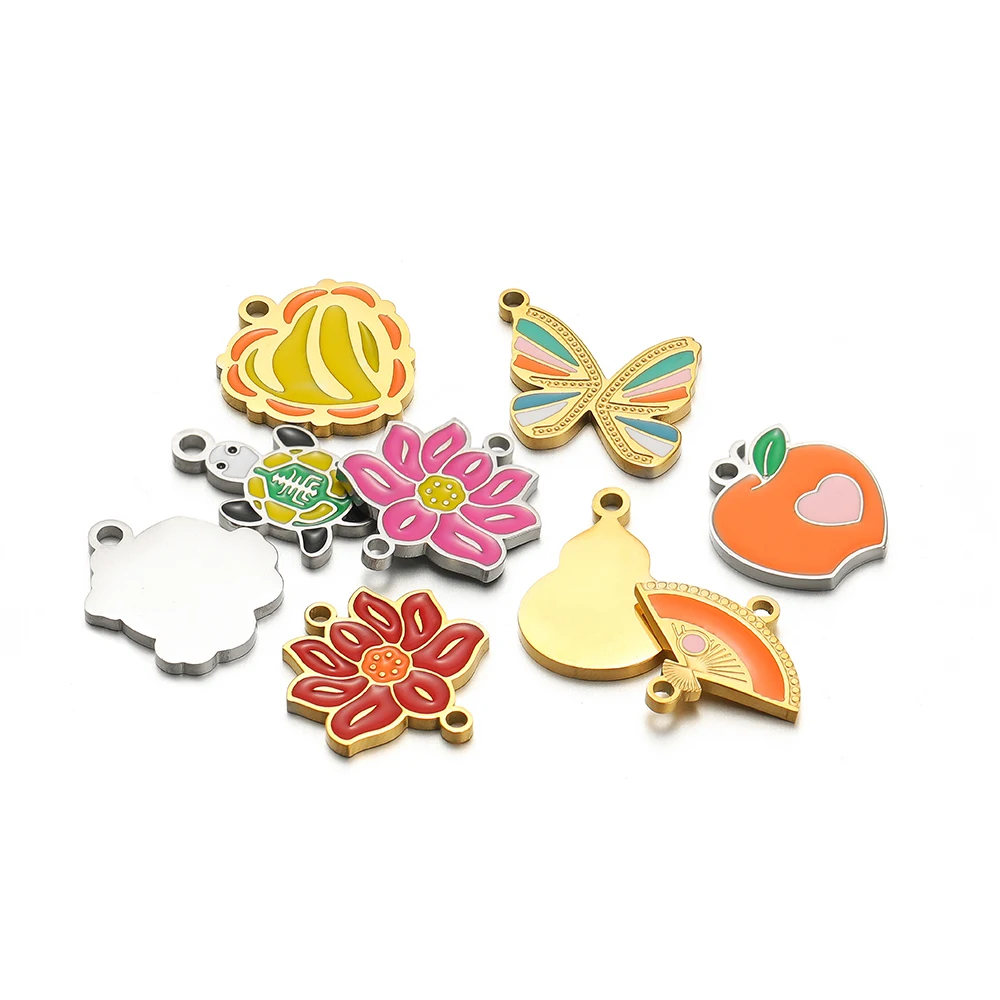 ジュエリー作り用のステンレススチールチャーム,5個,蓮,蝶, - Jewelry Making 4 Year Old のレビューと価格