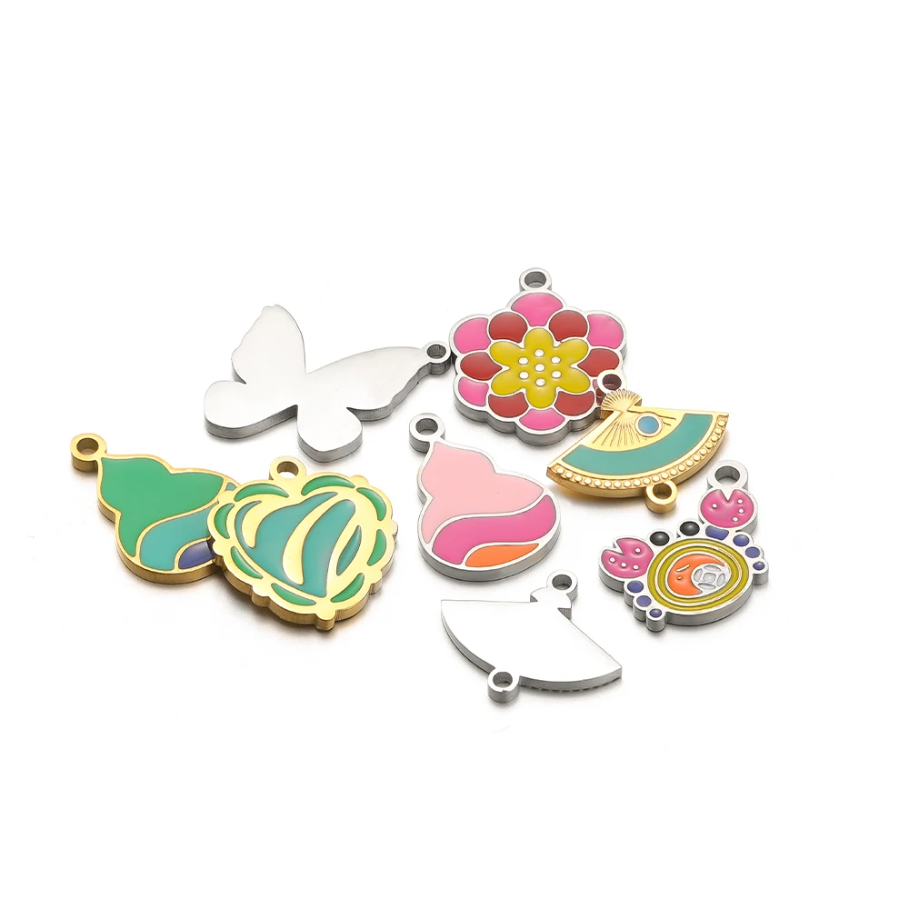 ジュエリー作り用のステンレススチールチャーム,5個,蓮,蝶, - Jewelry Making 4 Year Old のレビューと価格
