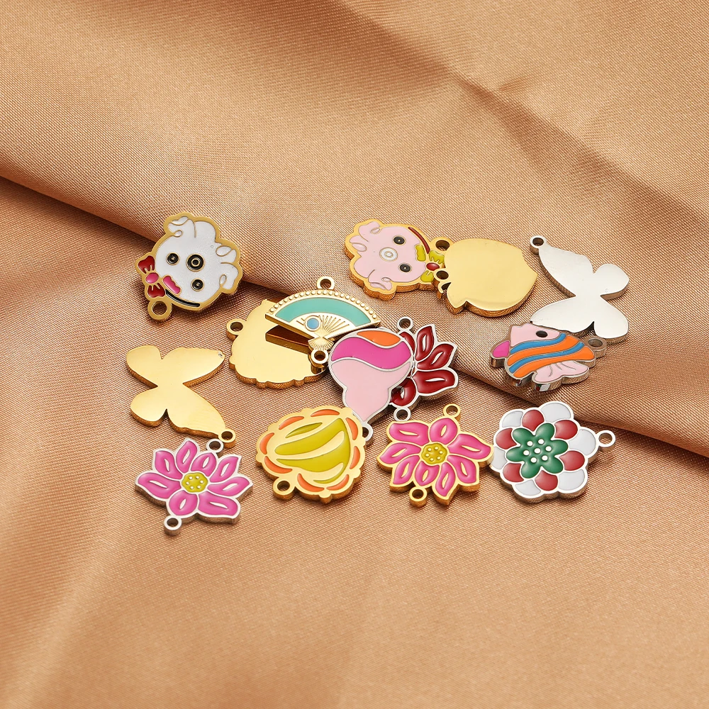 ジュエリー作り用のステンレススチールチャーム,5個,蓮,蝶, - Jewelry Making 4 Year Old のレビューと価格
