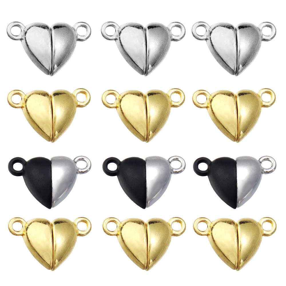 5 ピース/ロット合金ラブハート型磁気クラスプネックレスブレ - Jewelry Making Name のレビューと価格