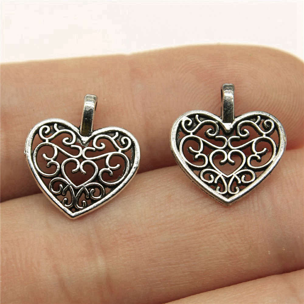 グリッドハートカップルウェディングチャームペンダント合金愛の - Jewelry Making For Couples のレビューと価格