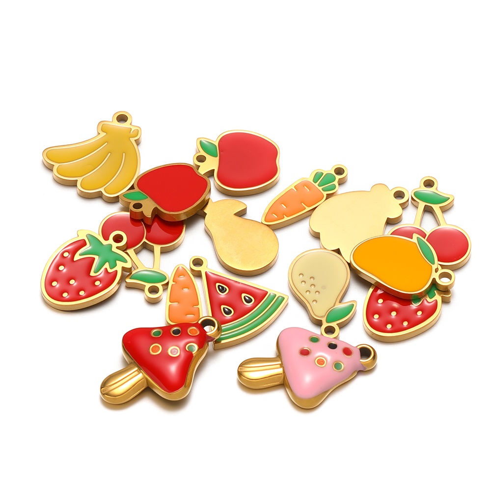 5 個ステンレス鋼かわいいキノコエナメルフルーツ小さなチェリ - Jewelry Making 4 Year Old のレビューと価格