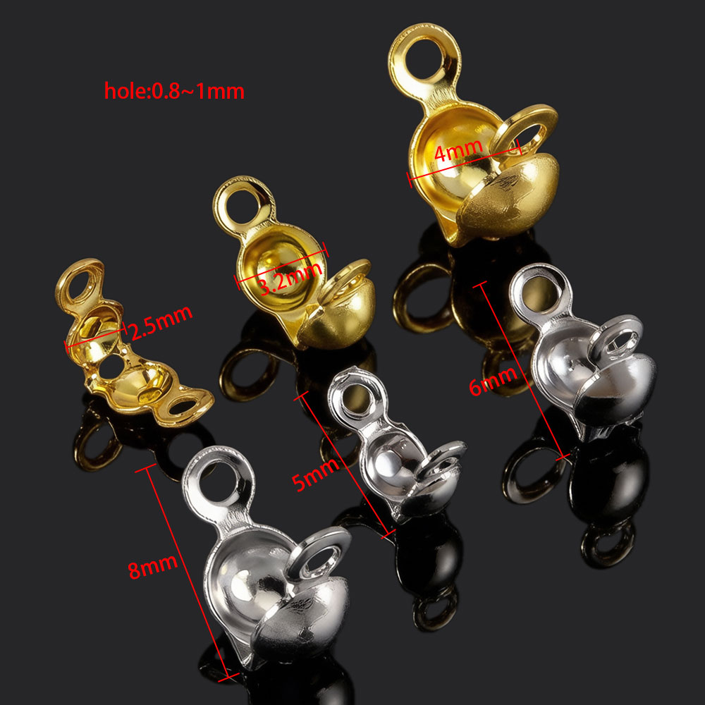 50個 ステンレス製 ダブルハンギングクリンプビーズチップ  - Jewelry Making Knots For Clasps のレビューと価格