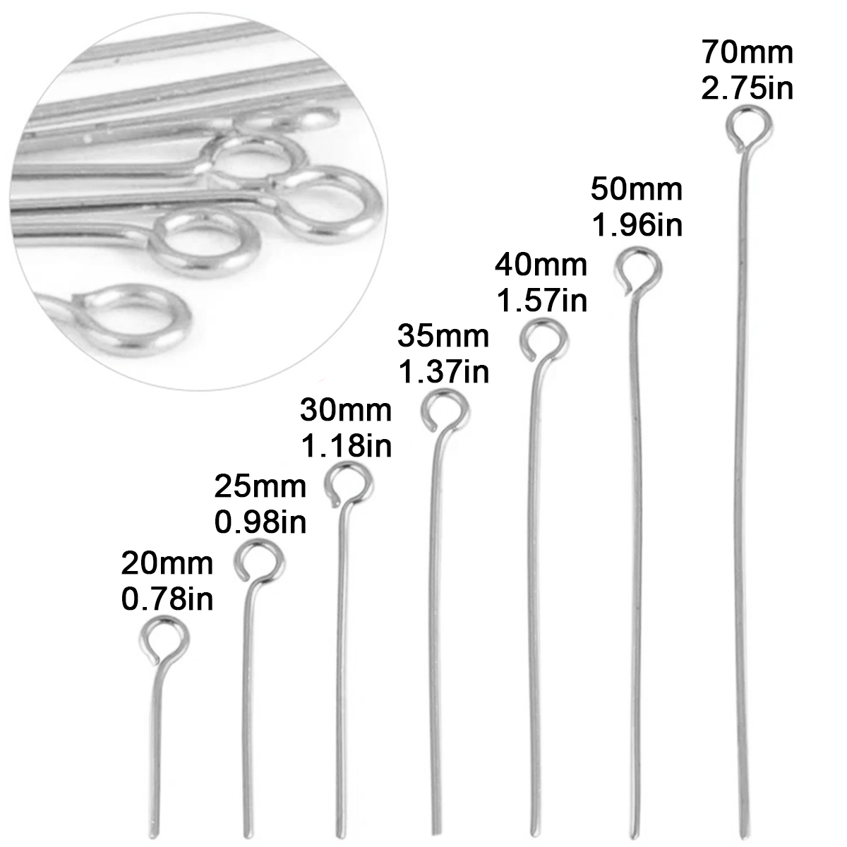 100個/ロット ステンレス製アイピン DIYジュエリーアク - Jewelry Making Rivets のレビューと価格