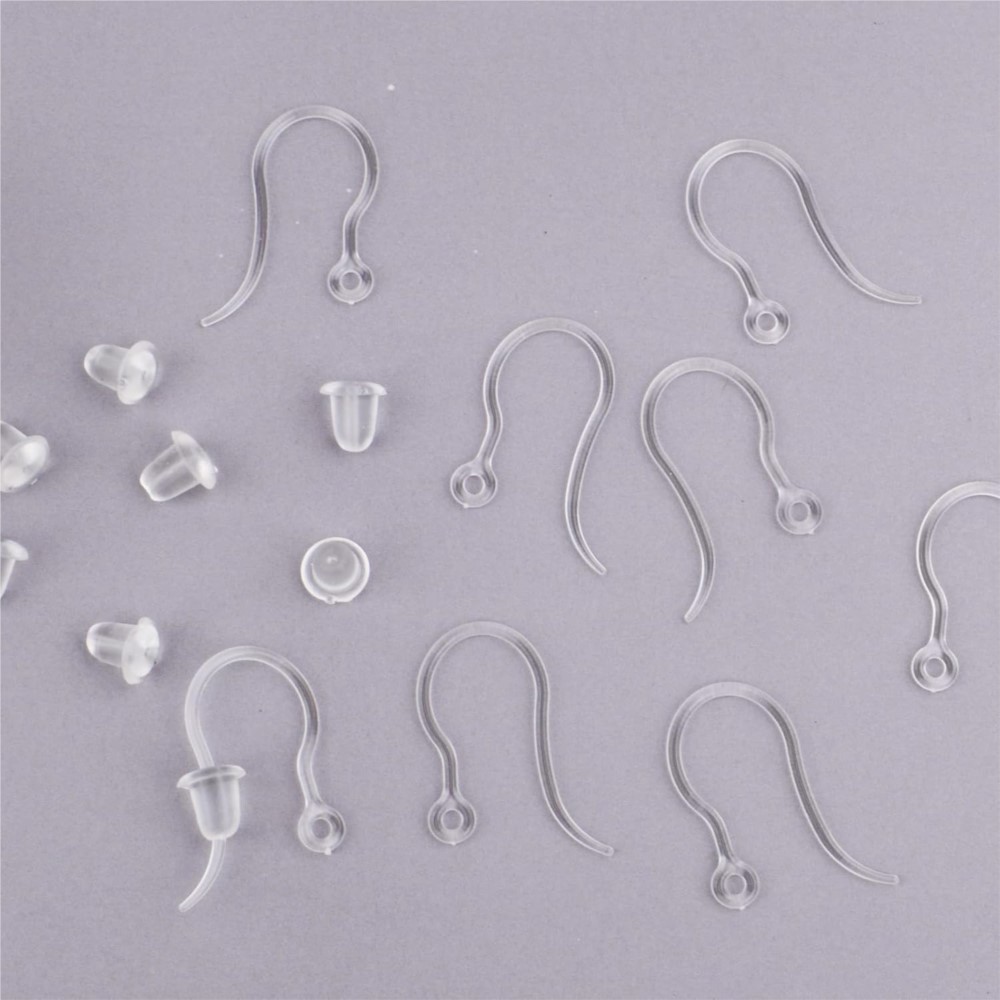 40個の透明なプラスチック製イヤリングフック、ループ付きイヤ - Jewelry Making Wire のレビューと価格