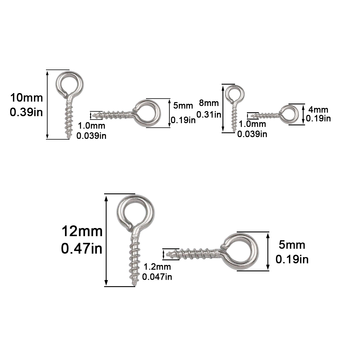 ステンレス鋼のミニアイピン,ジュエリー作り用の銀メッキのねじ - Jewelry Making Rivets のレビューと価格