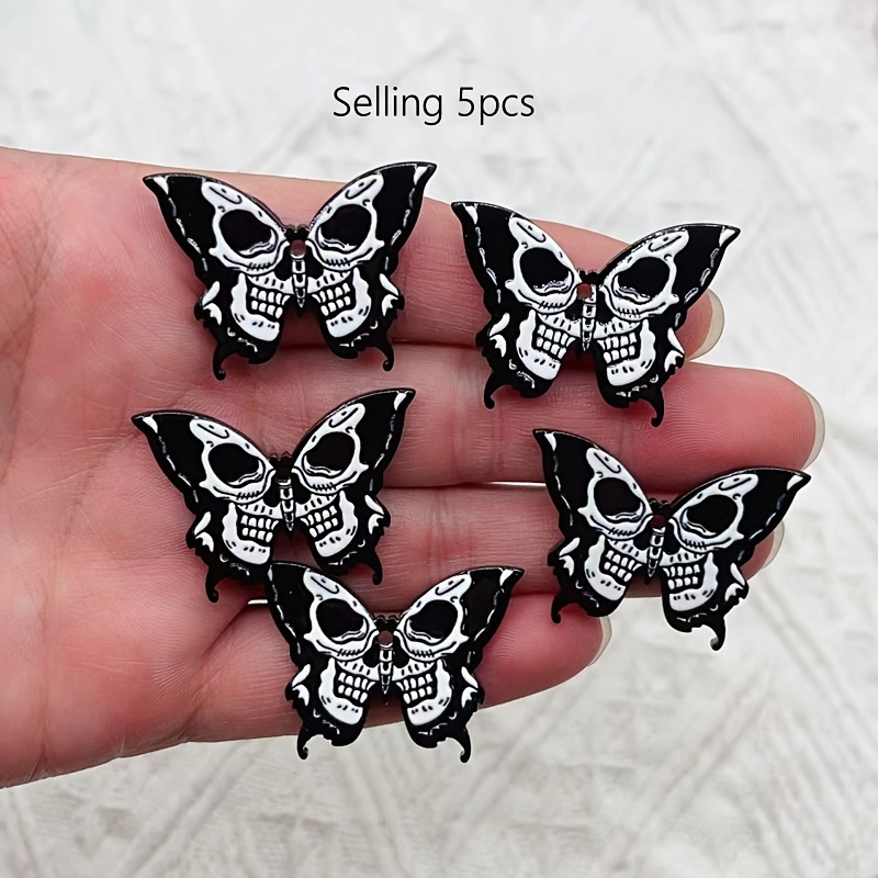 5/10 個ハロウィンアクリルスカル蝶チャームペンダントクリ - Jewelry Making Event のレビューと価格