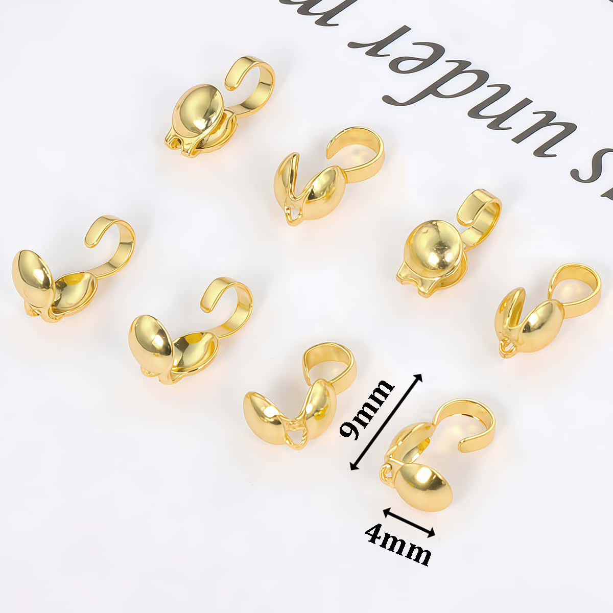 10個入り 真鍮製 クリンプエンドビーズ クラスプ チップ  - Jewelry Making Knots For Clasps のレビューと価格