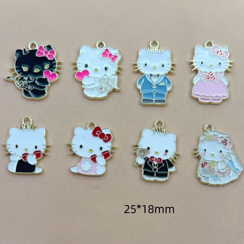 10 個漫画エナメルカップル猫チャームかわいい金属動物猫ペン - Jewelry Making For Couples のレビューと価格